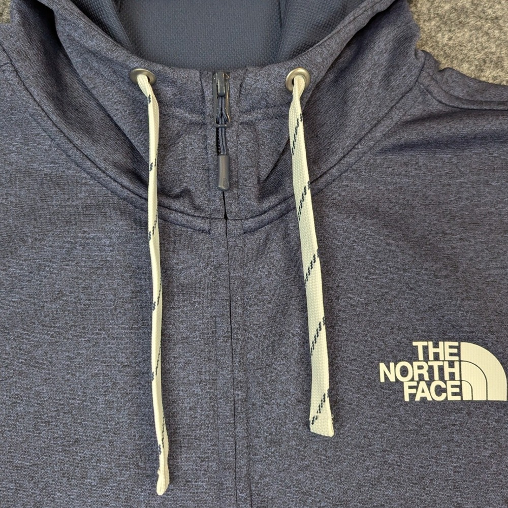 The North Face Mens Extra Large Full Zip Up Hoodie Navy Blue Heathered Fleece - Picture 4 of 13
